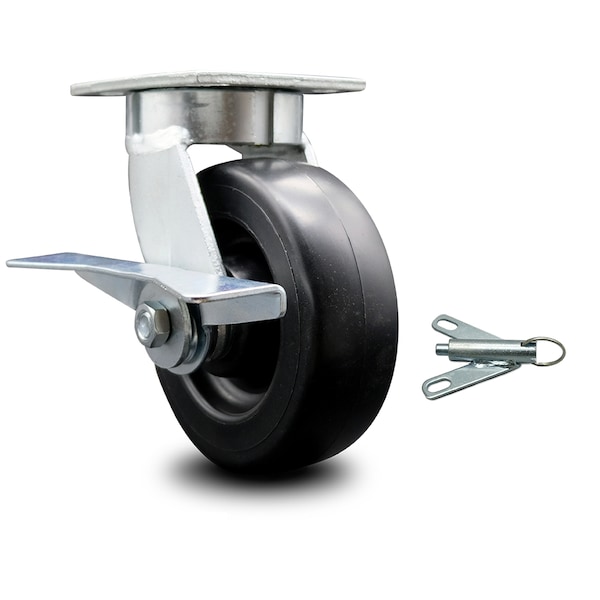 6 Inch Kingpinless Polyolefin Wheel Swivel Caster with Brake and Swivel Lock SCC